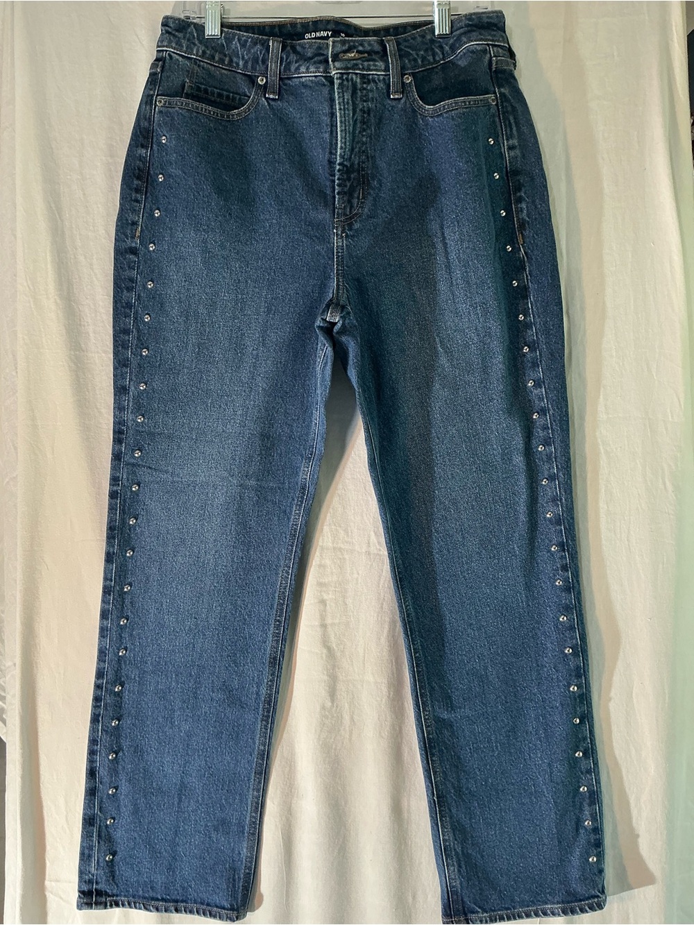 Old Navy Women's Dark Blue Studded Straight Leg Jeans petite 10